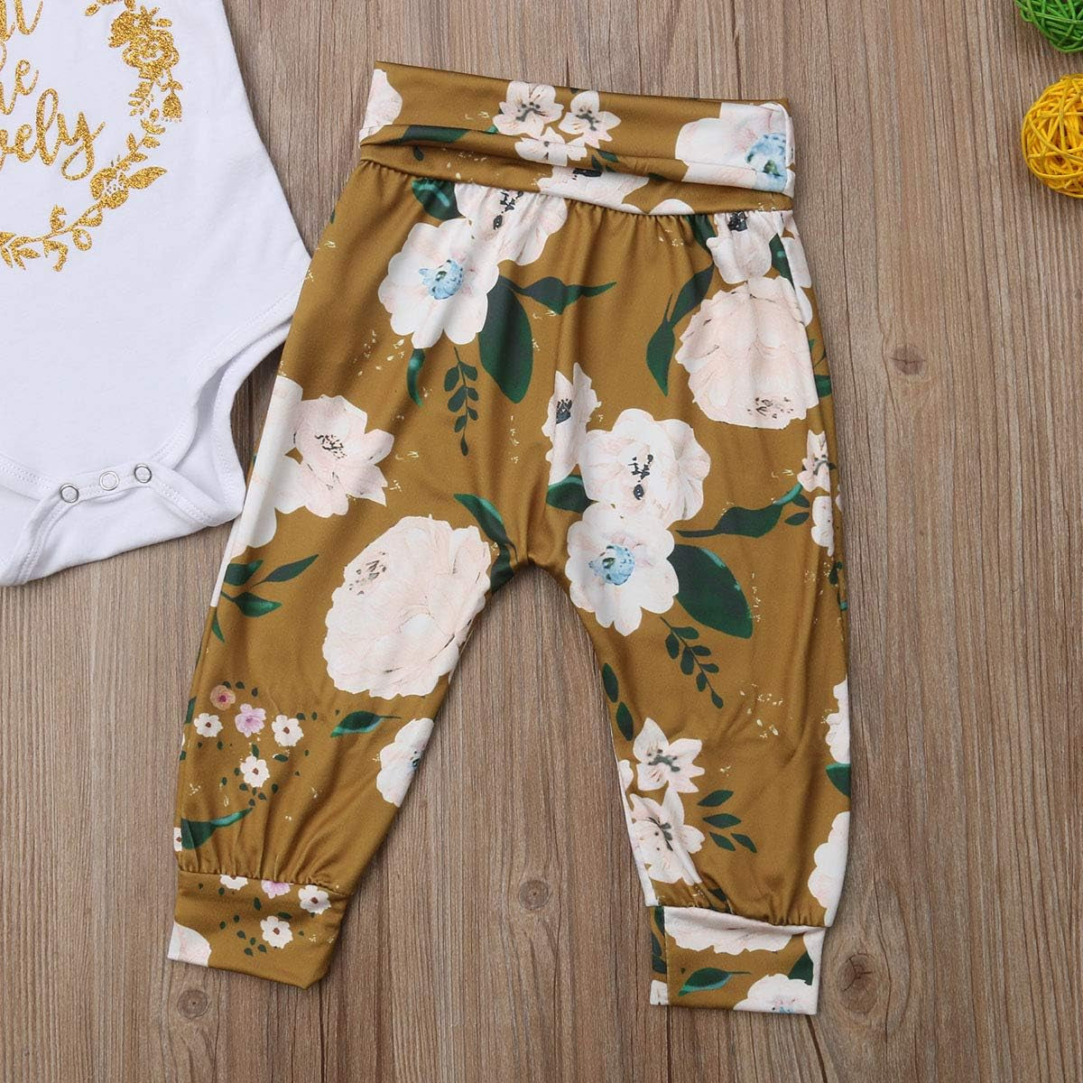 Isnt She Lovely 0-18M Infant Newborn Baby Girl Short Sleeve Bodysuit Tops Floral Pant Headband