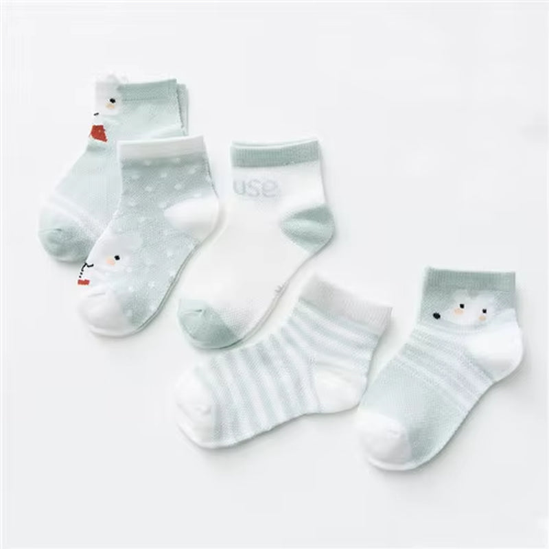 5Pairs/Lot Baby Boy Socks Summer Mesh Thin Baby Socks for Girls Cotton Newborn Infant Baby Girl Socks