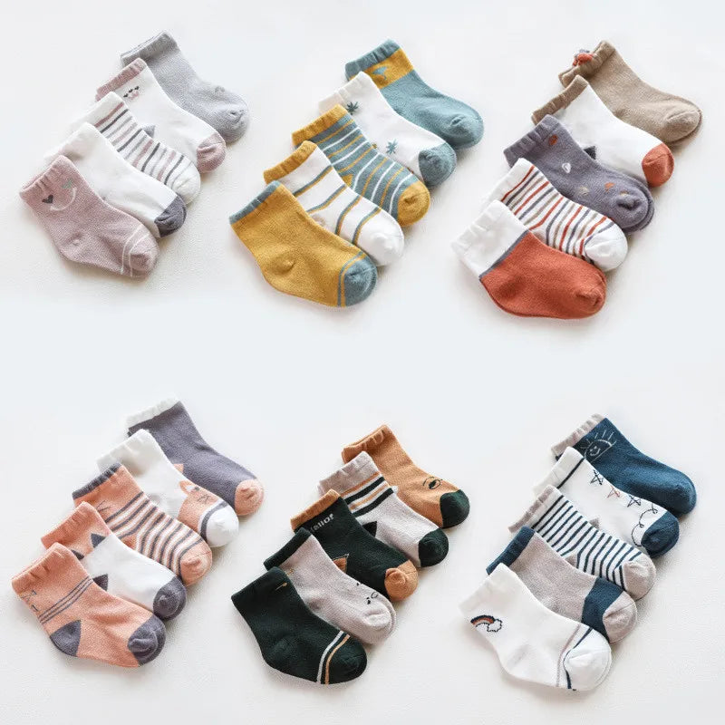 5Pairs/Lot Newborn Baby Socks Cotton Baby Socks for Girls Autumn Winter Toddler Baby Boy Socks Infant Baby Boys Clothes